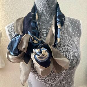 Magenta 100% Silk Abstract Print Scarf
